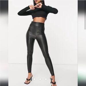 Black High-Waisted Faux Leather Pants
